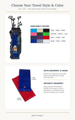 Personalized Embroidered Premium Sports Towels for Golf, Bowling, Fitness & More