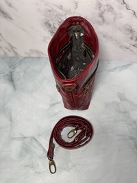 The Donna Crossbody – Deep Scarlet Multi-Pocket Travel Bag with Antique Gold Hardware