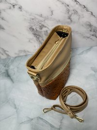 The Donna Crossbody Bag – Gold Ostrich & Croc Travel Purse with Pockets