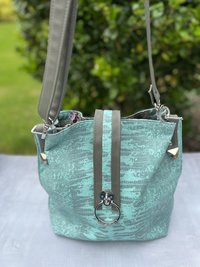 Turquoise Renegade - Western-Inspired Turquoise Faux Leather Handbag with Silver Hardware & Statement Ring Detail