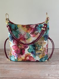 Painted Petals Floral Handbag – Semi-Slouchy Multi-Color Shoulder Bag with Convertible Strap
