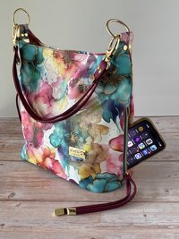 Painted Petals Floral Handbag – Semi-Slouchy Multi-Color Shoulder Bag with Convertible Strap