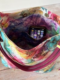Painted Petals Floral Handbag – Semi-Slouchy Multi-Color Shoulder Bag with Convertible Strap