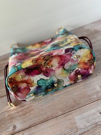 Painted Petals Floral Handbag – Semi-Slouchy Multi-Color Shoulder Bag with Convertible Strap