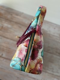 Painted Petals Floral Handbag – Semi-Slouchy Multi-Color Shoulder Bag with Convertible Strap