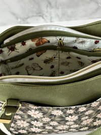 Daisy-Mae Floral Handbag – Olive Green Convertible Crossbody, Shoulder Bag with Gold Hardware - Shoulder, Handbag & Crossbody