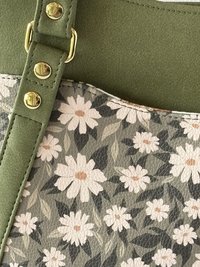 Daisy-Mae Floral Handbag – Olive Green Convertible Crossbody, Shoulder Bag with Gold Hardware - Shoulder, Handbag & Crossbody