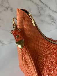 Orange Croc Faux Leather Handbag Set – Semi-Slouchy Shoulder Bag with Glasses Case