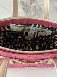 The “I’m Fabulous” Pink/Blush Croc/Ostrich Handbag with Sunglass/Eyeglass case