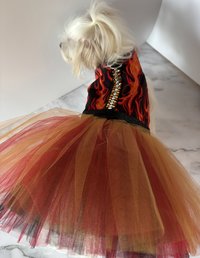 Little Miss Wildfire Harness Dress for small breed dog - with D-ring for walking on a leash