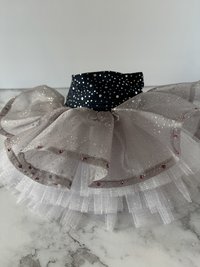 Tutu Skirt for Small Breed Dog - Denim waistband and full shimmery tutu skirt