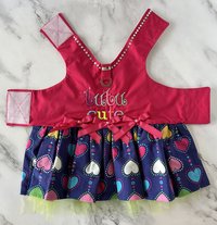 Tutu Cute Small Dog Harness Dress with solid cast D-ring -- embroidery, a built-in bling necklace and adorable skirt