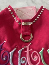 Tutu Cute Small Dog Harness Dress with solid cast D-ring -- embroidery, a built-in bling necklace and adorable skirt