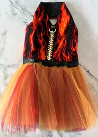 Little Miss Wildfire Harness Dress for small breed dog - with D-ring for walking on a leash