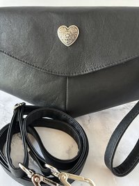 Black Lambskin Leather Crossbody Handbag - Clutch - Wristlet