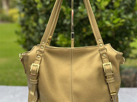 Semi-Slouchy Handbag in gold crosshatch - custom made - the only one of its kind - premium faux leather