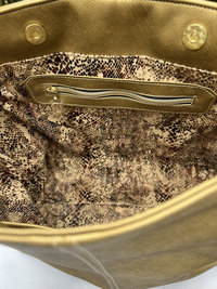 Semi-Slouchy Handbag in gold crosshatch - custom made - the only one of its kind - premium faux leather