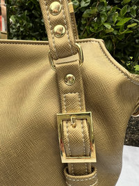 Semi-Slouchy Handbag in gold crosshatch - custom made - the only one of its kind - premium faux leather