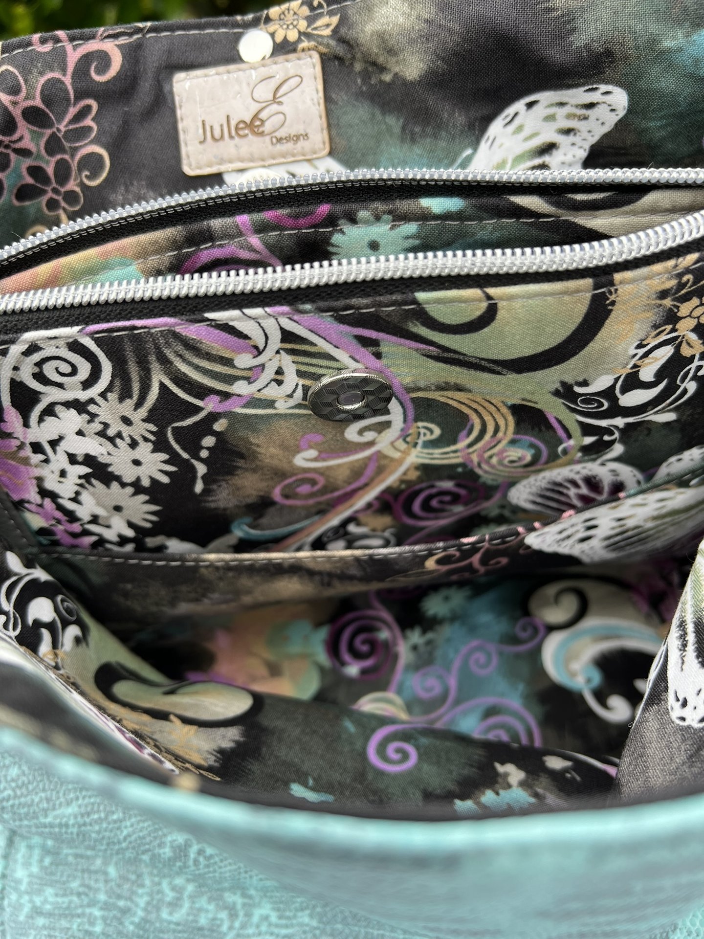 Turquoise Renegade - Western-Inspired Turquoise Faux Leather Handbag with Silver Hardware & Statement Ring Detail