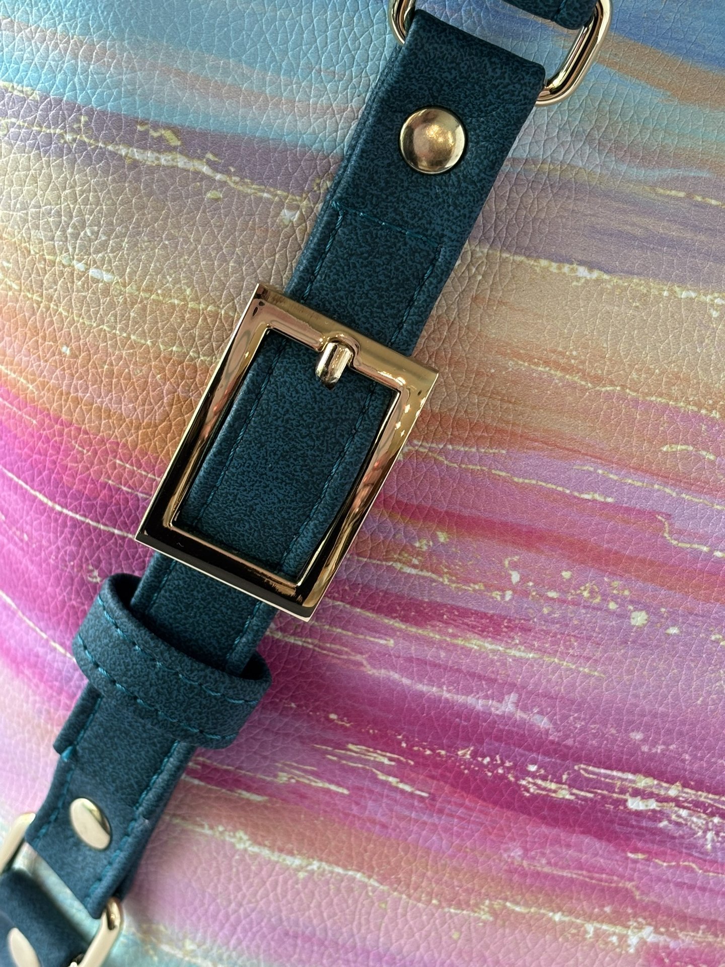 The Sunset Mirage Tote – Colorwashed with Moroccan Blue Straps and matching Eyeglass case