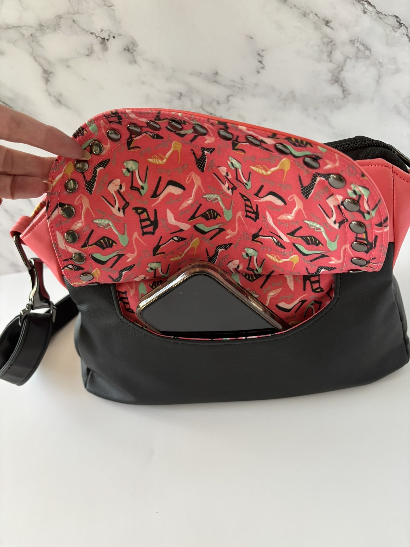 The Clara Studded Convertible Handbag – A curvy fun arm, shoulder of crossbody handbag