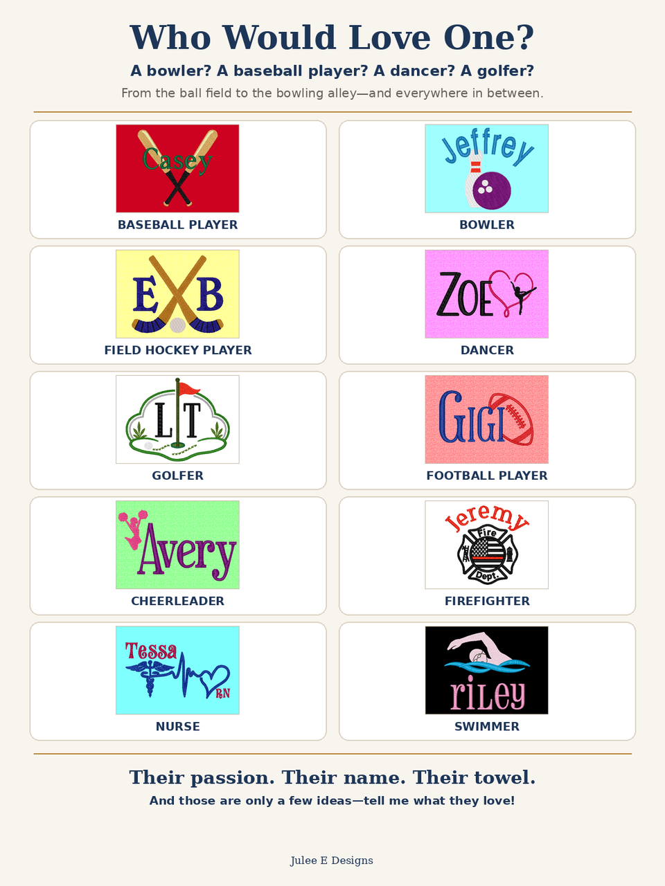 Personalized Embroidered Premium Sports Towels for Golf, Bowling, Fitness & More