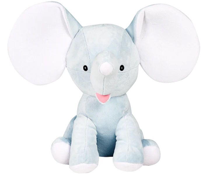Personalized Blue, Pink or Grey Embroidered Colorful Soft & Cuddly Elephant as a Perfect Easter Gift, or Birthday Gift, or just for everyday