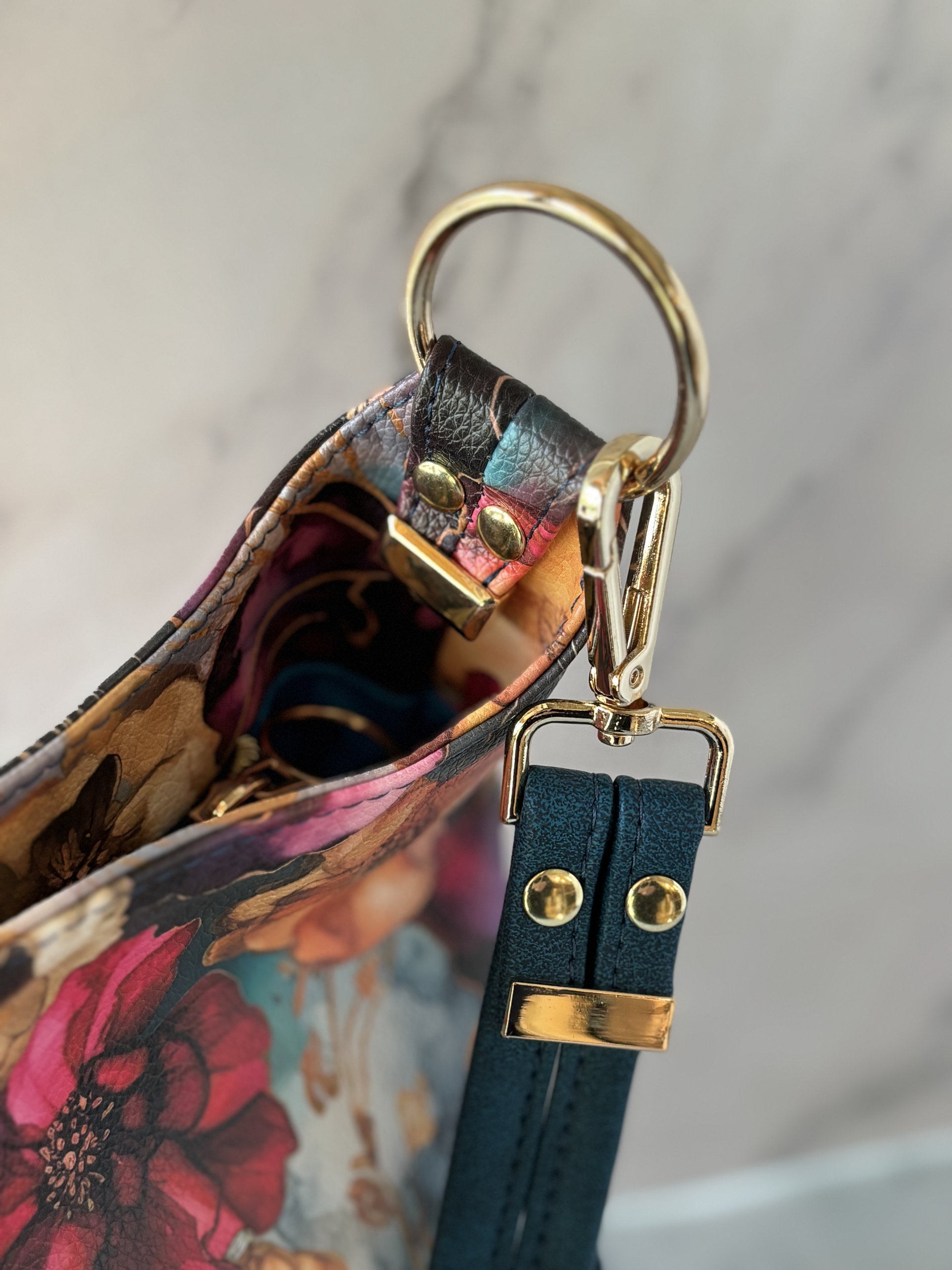 Midnight Bloom Semi-Slouchy Handbag one of a kind multi-color handbag