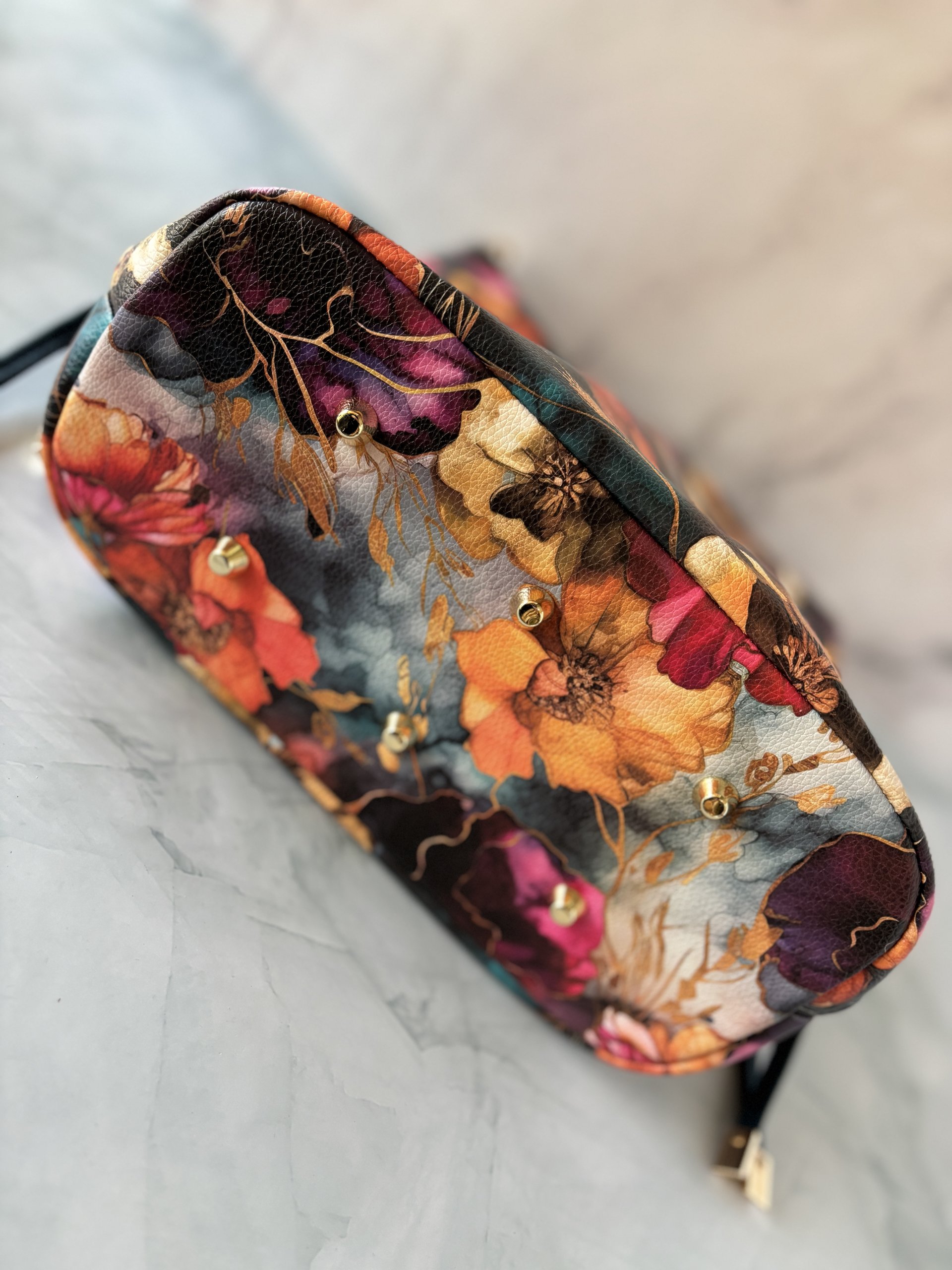 Midnight Bloom Semi-Slouchy Handbag one of a kind multi-color handbag