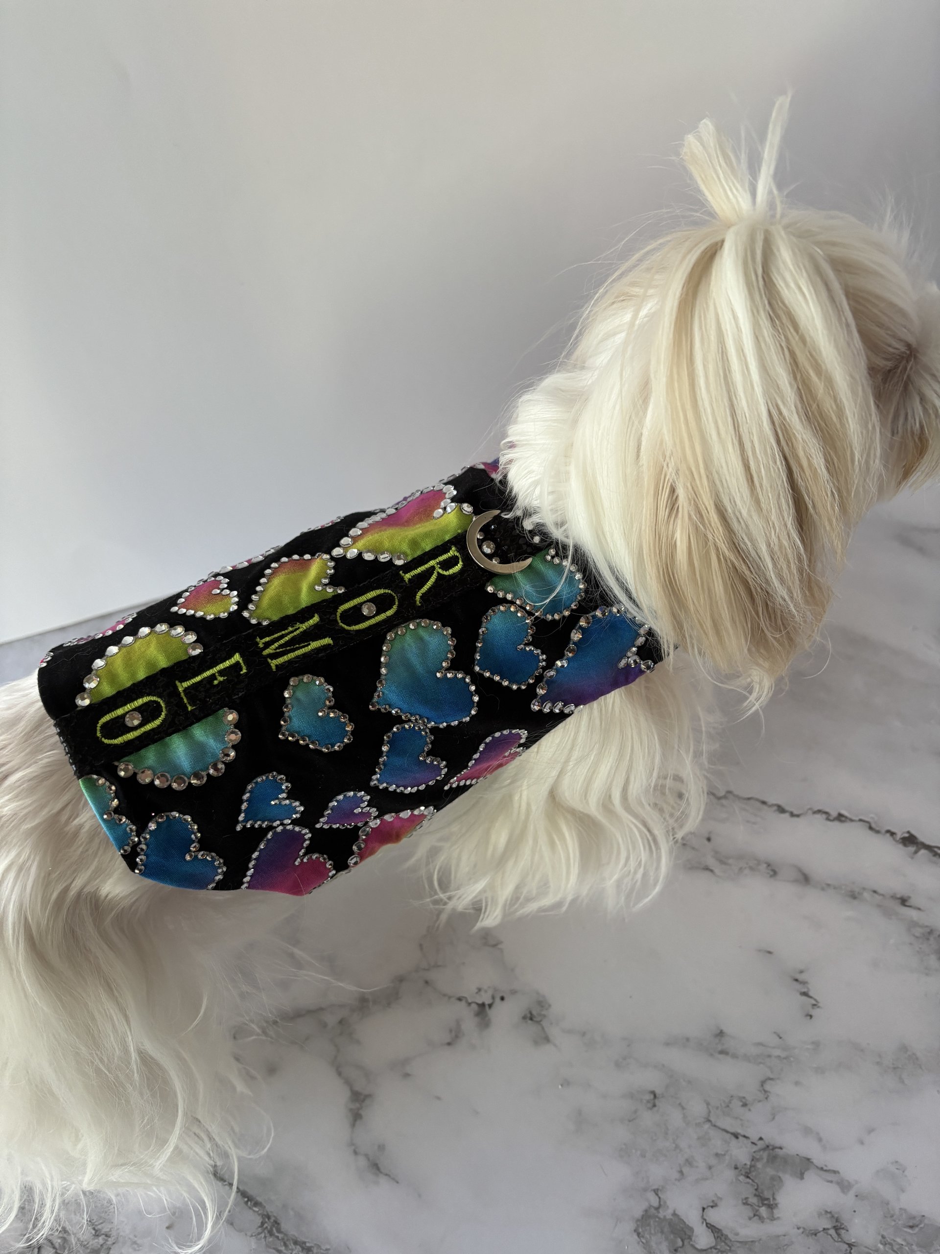 "Romeo" Million Dollar Baby small breed dog harness - Handmade - adorned with massive amounts of Austrian Crystals - One of a kind