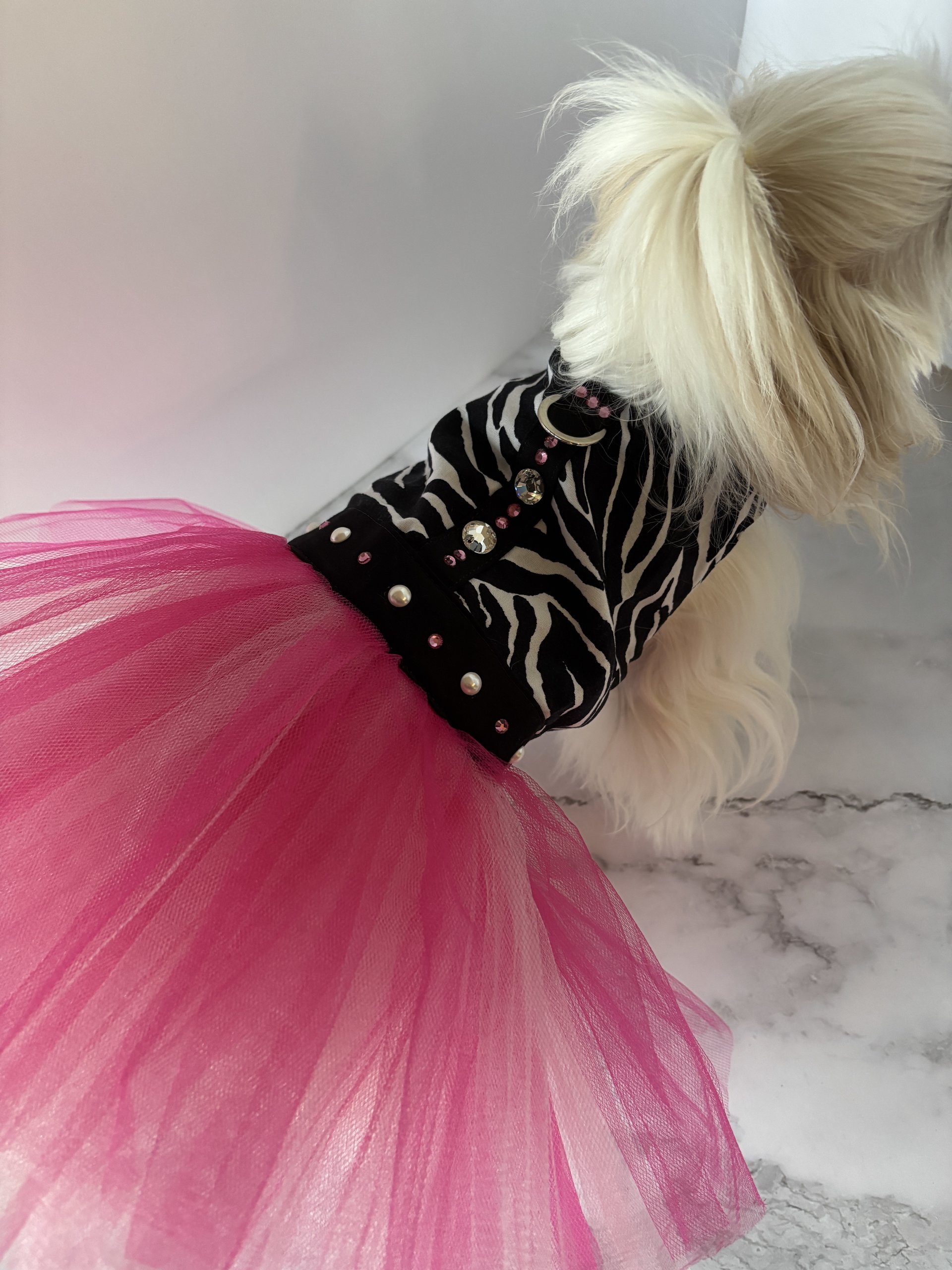 Safari Girl Dog Harness Dress with solid cast D-ring