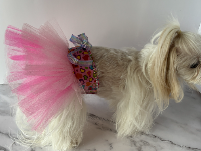 Heart and Love Pink Tutu skirt for small breed dog