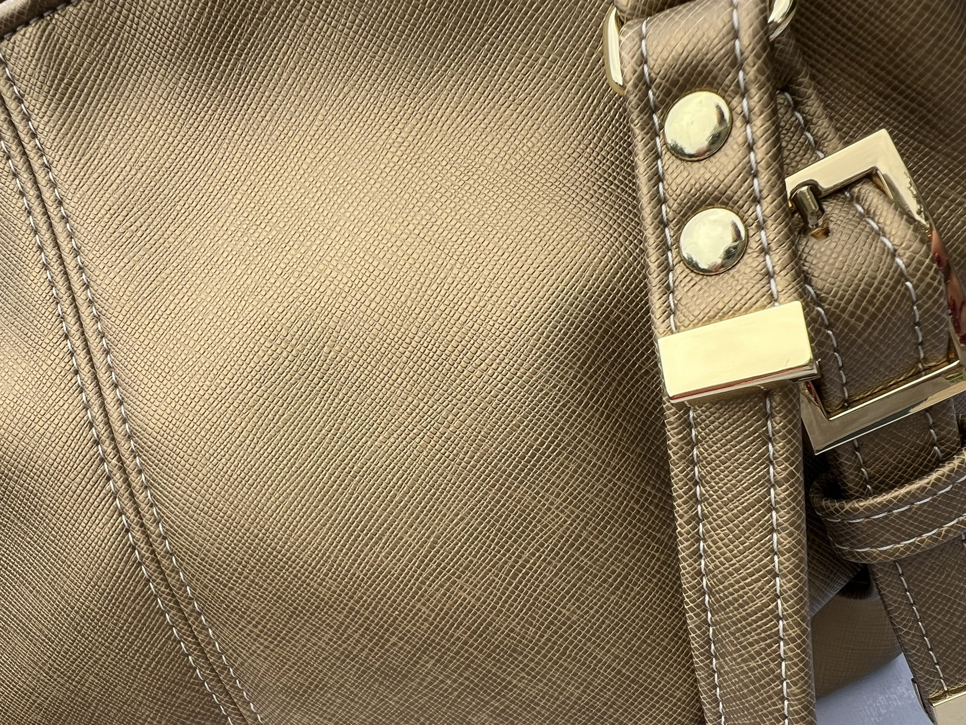 Semi-Slouchy Handbag in gold crosshatch - custom made - the only one of its kind - premium faux leather