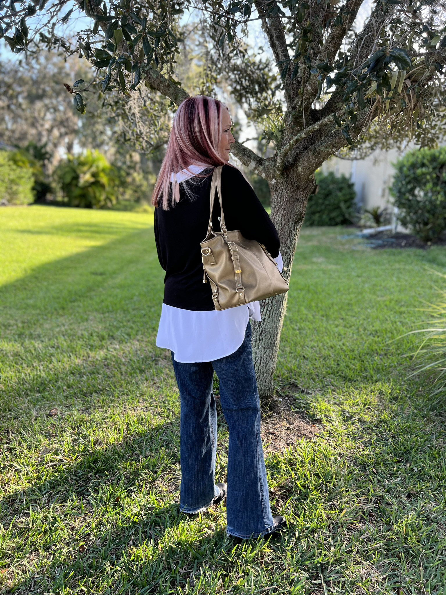 Semi-Slouchy Handbag in gold crosshatch - custom made - the only one of its kind - premium faux leather