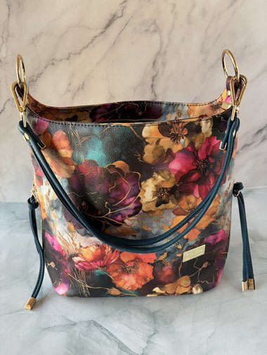 Midnight Bloom Semi-Slouchy Handbag one of a kind multi-color handbag