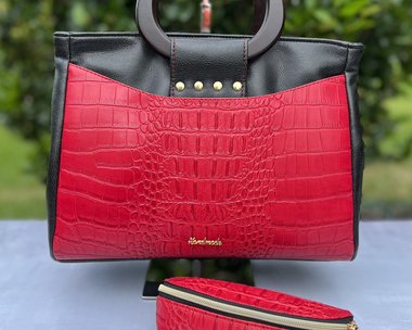 Custom Crocodile large handbag with matching sunglass case— Premium Faux Leather - wow!